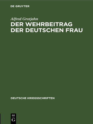 cover image of Der Wehrbeitrag der deutschen Frau